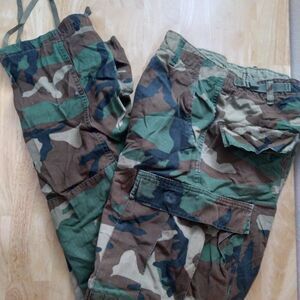 Vintage Military Army Woodland Camouflage Combat Cargo Pants Trousers NATO UN